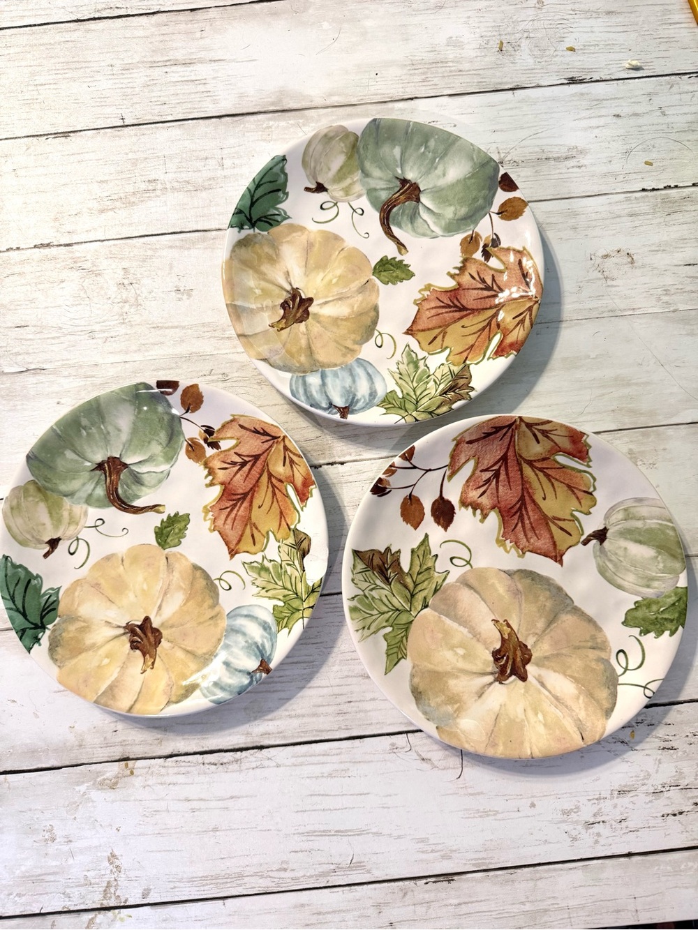 Robert Stanley Pumpkin Harvest Salad Plate Thanksgiving Fall Set of 3
